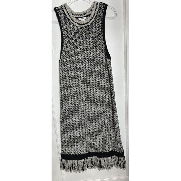 Bar III Dresses & Skirts - Luxury Knot Dress Black White Fringe Sweater Midi Classic Stretch‎ Large CoCo